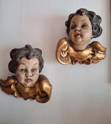 Antieke Set Houten Engelen/Putto's in Bois Dore/Engeltjes beschikbaar voor biedingen