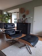 Eames Lounge Chair XL Replica - Zwart Leer & Walnoot, Huis en Inrichting, Fauteuils, Ophalen