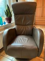Bruin lederen verstelbare fauteuil, Huis en Inrichting, Fauteuils, Ophalen, Zo goed als nieuw, 75 tot 100 cm, 50 tot 75 cm