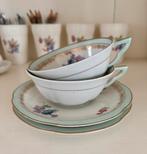 2 pastel met bloemen kop en schotels Limoges France, Ophalen of Verzenden