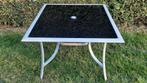 Tuintafel met glazen plaat, Ophalen, Gebruikt, Rechthoekig, Aluminium