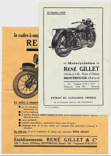 René Gillet moto motor 1929 / 1930 folder (1621z) beschikbaar voor biedingen