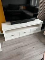 Witte TV meubel met lades, Huis en Inrichting, Kasten | Televisiemeubels, Kunststof, 100 tot 150 cm, Ophalen of Verzenden, Zo goed als nieuw