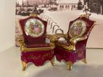 Twee Porseleinen Miniatuur Stoelen, Antiek en Kunst, Ophalen of Verzenden