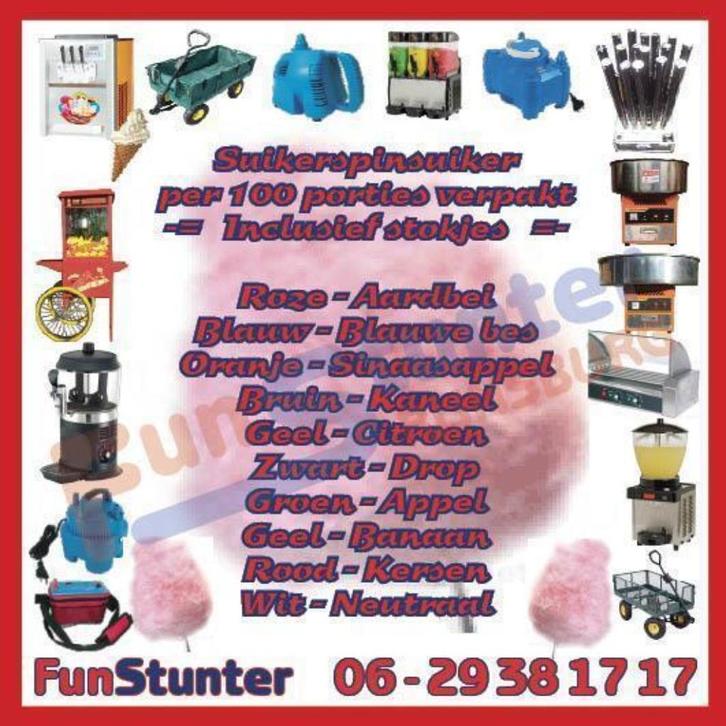 SUIKERSPINSUIKER in 10 kleuren/smaken met suikerspinstokjes, Hobby en Vrije tijd, Feestartikelen, Nieuw, Overige, Ophalen