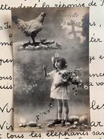 1925 Vroolyke Paschen - meisje, kip, kuikens (ME), Ophalen of Verzenden, 1920 tot 1940, Gelopen, Feest(dag)