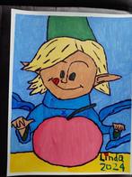 schilderij elfje met kers  24, Antiek en Kunst, Ophalen of Verzenden