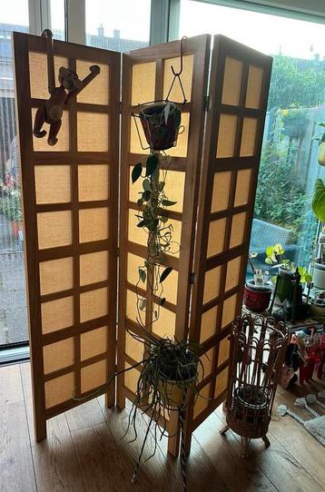 3-delig Japans Houten Kamerscherm Urban Jungle beschikbaar voor biedingen