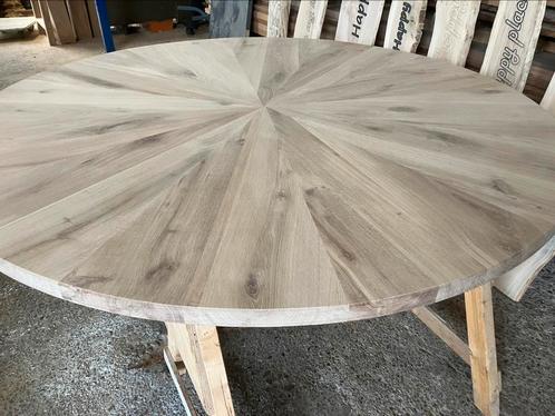 Eiken tafel taartpunt op maat gemaakt, Huis en Inrichting, Tafels | Eettafels, Nieuw, Vijf personen of meer, Rond, Eikenhout, Ophalen