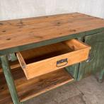 Antieke werkbank, toonbank, vintage dressoir, industriële, Antiek en Kunst, Curiosa en Brocante, Ophalen