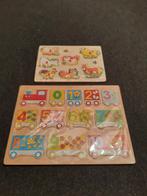 4 houten legpuzzels circus, gebouwen - voertuigen, dieren, Ophalen of Verzenden, Gebruikt