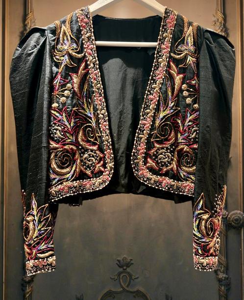 Vintage Beaded Bolero, Kleding | Dames, Jasjes, Kostuums en Pakken, Zo goed als nieuw, Maat 34 (XS) of kleiner, Zwart, Verzenden