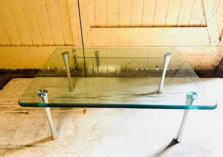 Beek Design salontafel met glazen blad, Huis en Inrichting, Tafels | Salontafels, Zo goed als nieuw, Minder dan 50 cm, 50 tot 100 cm