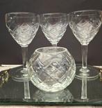 3 Wijnglazen èn theelicht houder .Geslepen Deens kristal., Antiek en Kunst, Antiek | Glas en Kristal, Ophalen of Verzenden