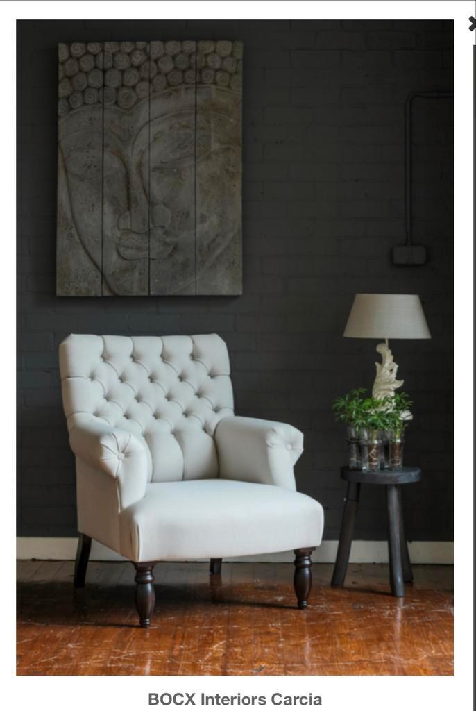 BOCX INTERIORS CARCIA Comfortabele fauteuil met knopen, Huis en Inrichting, Fauteuils, Zo goed als nieuw, Stof, 75 tot 100 cm