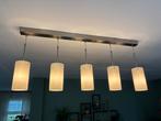 RvS Lamp met 5 Lichtpunten en Melkglas, Huis en Inrichting, Lampen | Hanglampen, Ophalen, Gebruikt, Glas, Minder dan 50 cm