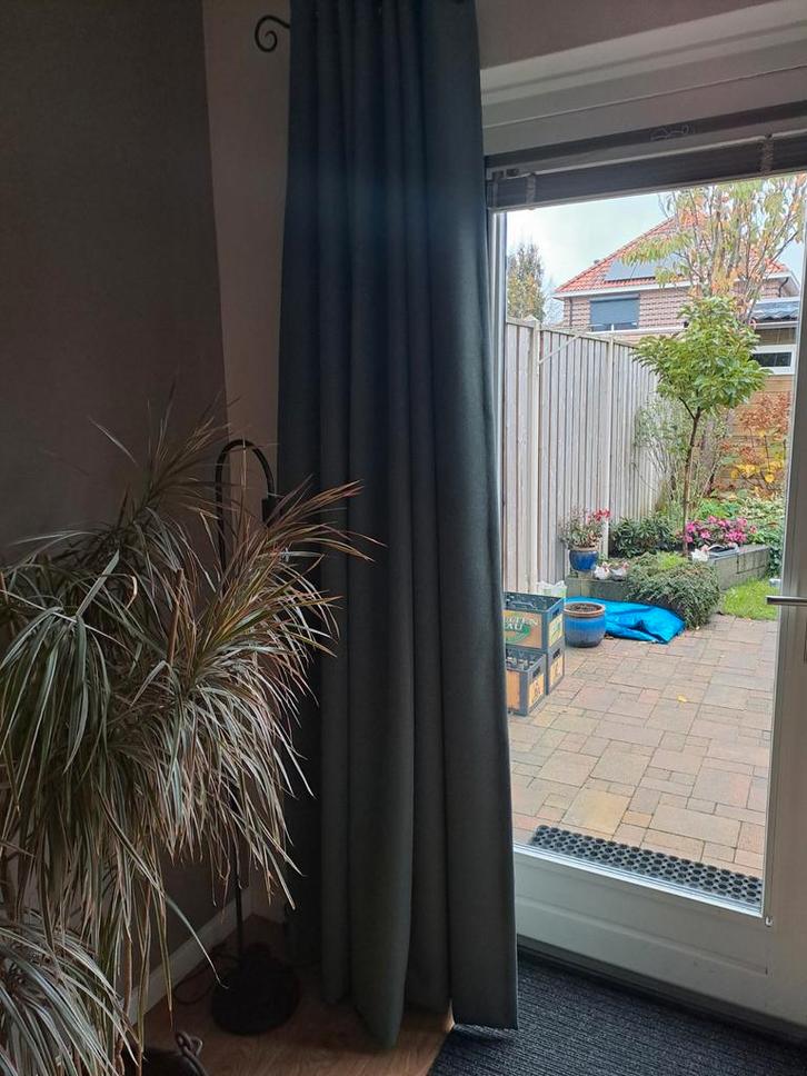 Overgordijnen, Huis en Inrichting, Stoffering | Gordijnen en Lamellen, Zo goed als nieuw, 200 cm of meer, 200 cm of meer, Groen