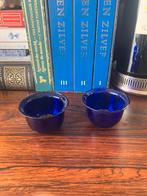 Blauw glazen binnenvakjes voor zoutvaten, Antiek en Kunst, Antiek | Goud en Zilver, Ophalen of Verzenden
