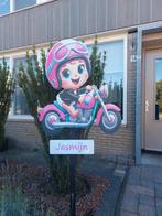 Geboortebord meisje op motor Gekkepoppen Hengelo, Ophalen of Verzenden, Zo goed als nieuw, Geboorte of Huwelijk