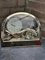 vintage Zilverkleurige Roterende Design Rhythm Mantelklok –, Ophalen of Verzenden