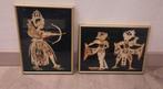 2 Indonesische bamboe en stro kunstwerken, Antiek en Kunst, Ophalen of Verzenden
