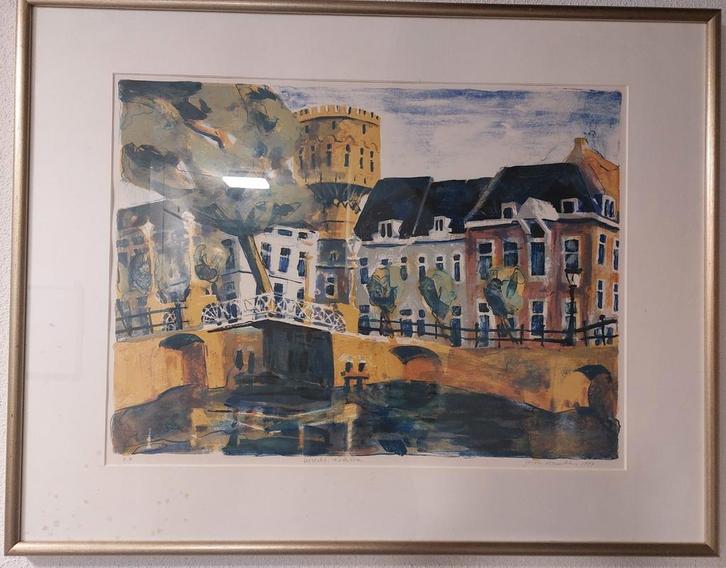 Utrecht Watertoren * Jeroen Hermkens * Ingelijst, Antiek en Kunst, Kunst | Litho's en Zeefdrukken, Ophalen