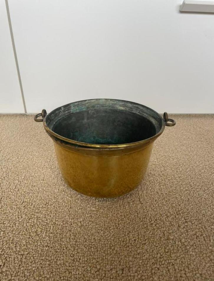 Antiek koperen keteltje met handgrepen – Ø 20 cm, Antiek en Kunst, Antiek | Koper en Brons, Ophalen