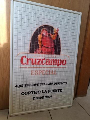 Groot zeldzaam reclamebord Cruzcampo cerveza (Spaans bier) beschikbaar voor biedingen