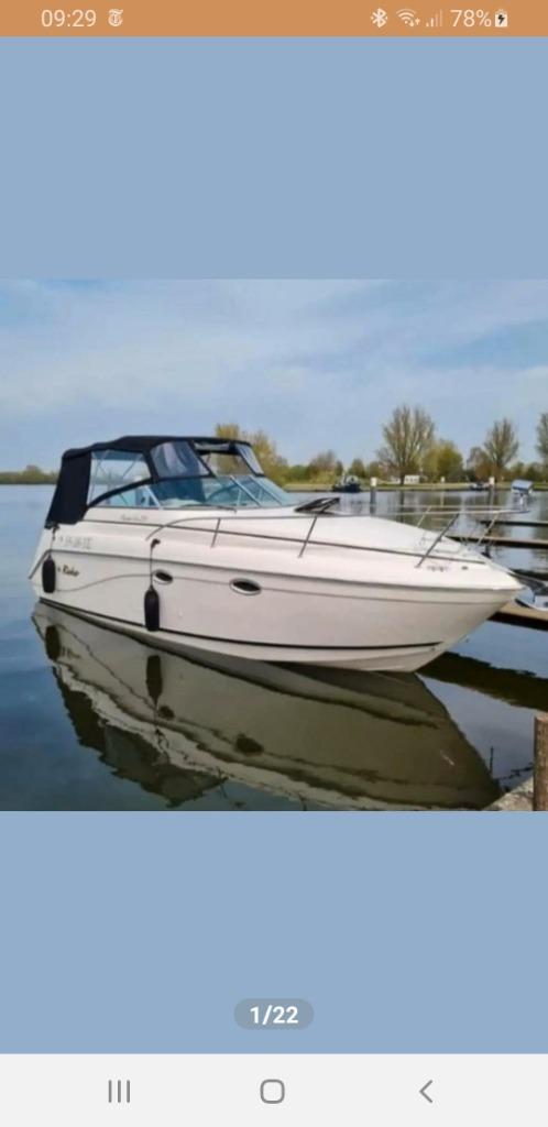 Te Koop Rinker 270 Fiesta Vee Diesel 230 PK, Watersport en Boten, Motorboten en Motorjachten, Zo goed als nieuw, Polyester, 6 tot 9 meter