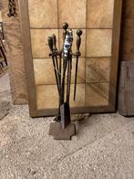 Antiek Haardstel met Porseleinen Handvatten, Ophalen of Verzenden, Gebruikt, Vrijstaande haard, Houthaard