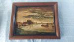 Schilderij Riviergezicht in nette lijst; Gesigneerd., Antiek en Kunst, Ophalen of Verzenden