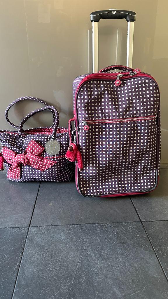 Kipling kofferset. Trolley en bijpassende handtas, NIEUW!, Sieraden, Tassen en Uiterlijk, Koffers, Nieuw, Overige materialen, 50 tot 60 cm