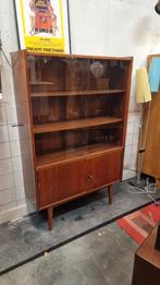 Vintage wandkast met vitrine jaren 60, Gebruikt, ,, Ophalen of Verzenden, ,