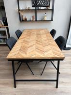 Eettafel Mateo - Karwei - Visgraat, Huis en Inrichting, Tafels | Eettafels, Ophalen, 100 tot 150 cm, Teakhout, Zo goed als nieuw