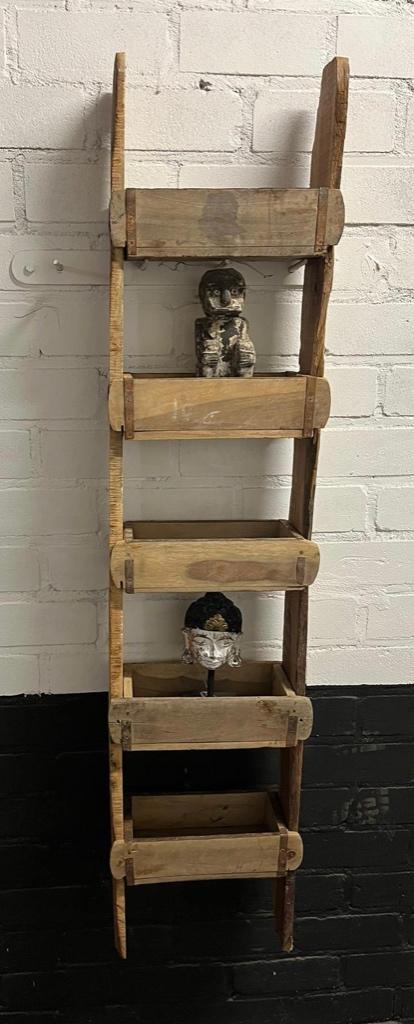 Steenmal wandrek 5 bakjes Railway sloophout uniek India, Huis en Inrichting, Woonaccessoires | Wanddecoraties, Nieuw, Ophalen of Verzenden