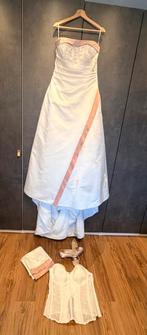 Koopje! Complete bruidsjurk set maat 42 incl. accessoires, Trouwjurk, Ophalen of Verzenden, Gedragen, Wit