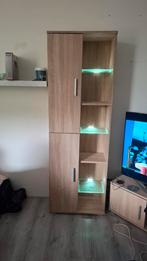 Tv-wandmeubel Sonoma eiken met LED, Huis en Inrichting, Kasten | Televisiemeubels, Ophalen, Gebruikt, 50 tot 100 cm, Glas