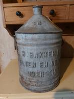 Antieke 10 liter oliekan met reclame uit Overschie, Ophalen of Verzenden