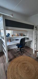 LIFETIME combiset (half)hoogslaper wit, met bureaublad, Gebruikt, Eenpersoons, 160 tot 180 cm, Ophalen of Verzenden