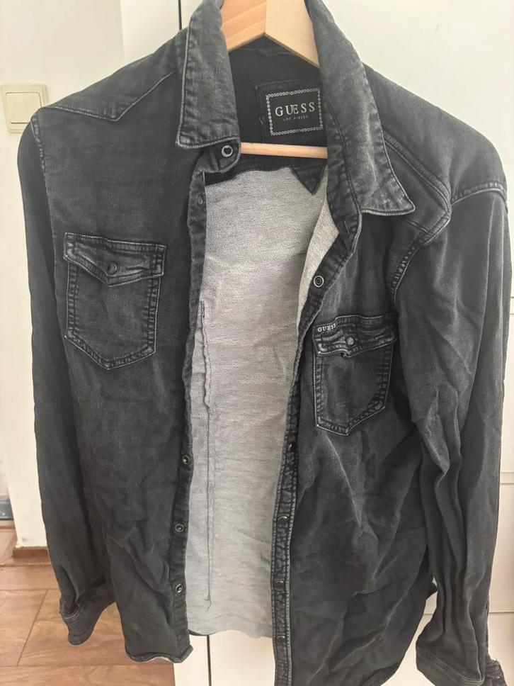Guess overhemd – maat S – zwart denim look, Kleding | Heren, Jassen | Zomer, Gedragen, Maat 46 (S) of kleiner, Zwart, Ophalen of Verzenden