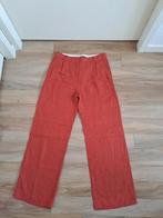 Koraal rode linnen broek in maat 38, Maat 38/40 (M), Ophalen of Verzenden, Zo goed als nieuw, Lang