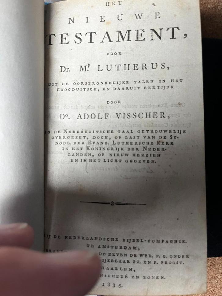 Het nieuwe testament 1835 Dr. M. Lutherus Do. Adolf Visscher, Antiek en Kunst, Antiek | Boeken en Bijbels, Ophalen of Verzenden