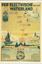 NOORD ZUID HOLLANDSE TRAMWEG AFFICHE DIENSTREGELING 1930-'40, Ophalen of Verzenden, Nieuw, Tram, Kaart of Prent