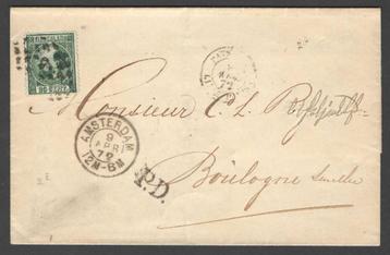 Nederland Nr 10A I op Brief van Amsterdam naar Boulogne