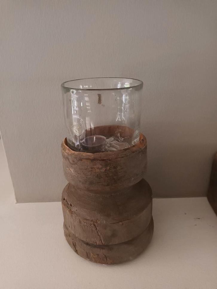 Houten kandelaar Aura Peeperkorn, Huis en Inrichting, Woonaccessoires | Kandelaars en Kaarsen, Zo goed als nieuw, Hout, Ophalen of Verzenden