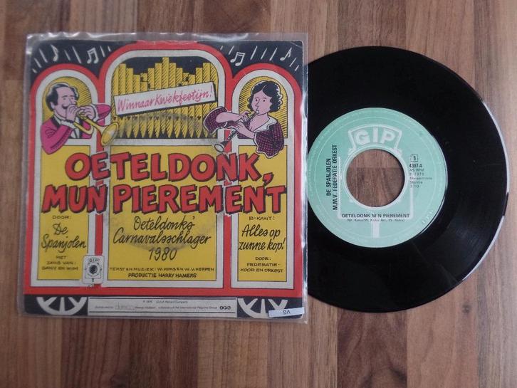 single De Spanjolen - Oeteldonk Mijn Pierement, Cd's en Dvd's, Vinyl Singles, Gebruikt, Single, Nederlandstalig, 7 inch, Ophalen of Verzenden