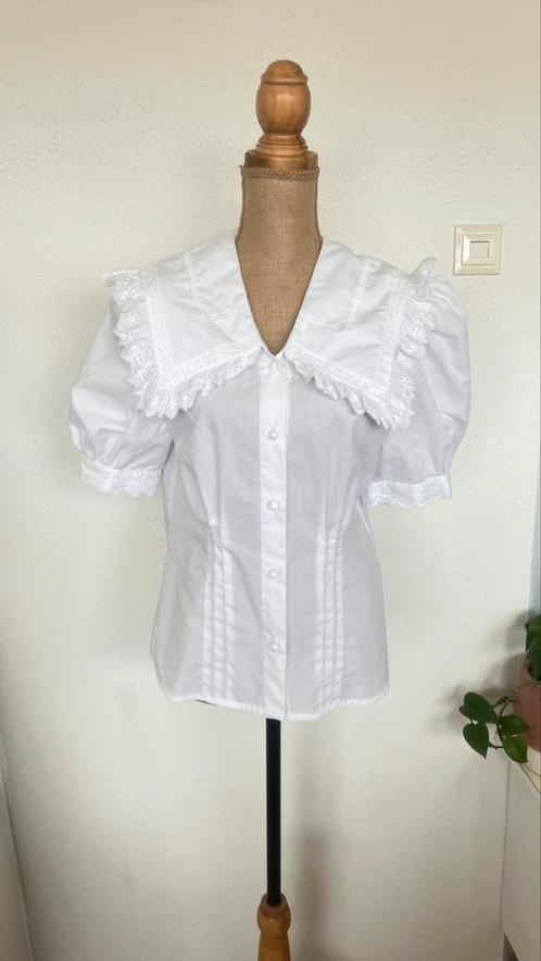 Vintage blouse wit, Kleding | Dames, Blouses en Tunieken, Zo goed als nieuw, Maat 36 (S), Wit, Ophalen of Verzenden