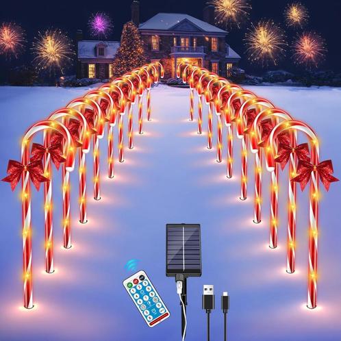 20 Stuks Led-Suikerstokken Solarenergie Of C-USB Voor Buiten, Diversen, Kerst, Nieuw, Ophalen of Verzenden