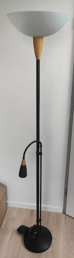 Zwarte stalamp met leeslampje, Ophalen, Gebruikt, Glas, 150 tot 200 cm
