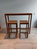 Bartafel met 2 krukken - ideaal voor buiten!, Tuin en Terras, Tuintafels, Ophalen, Zo goed als nieuw, Rechthoekig, Hout
